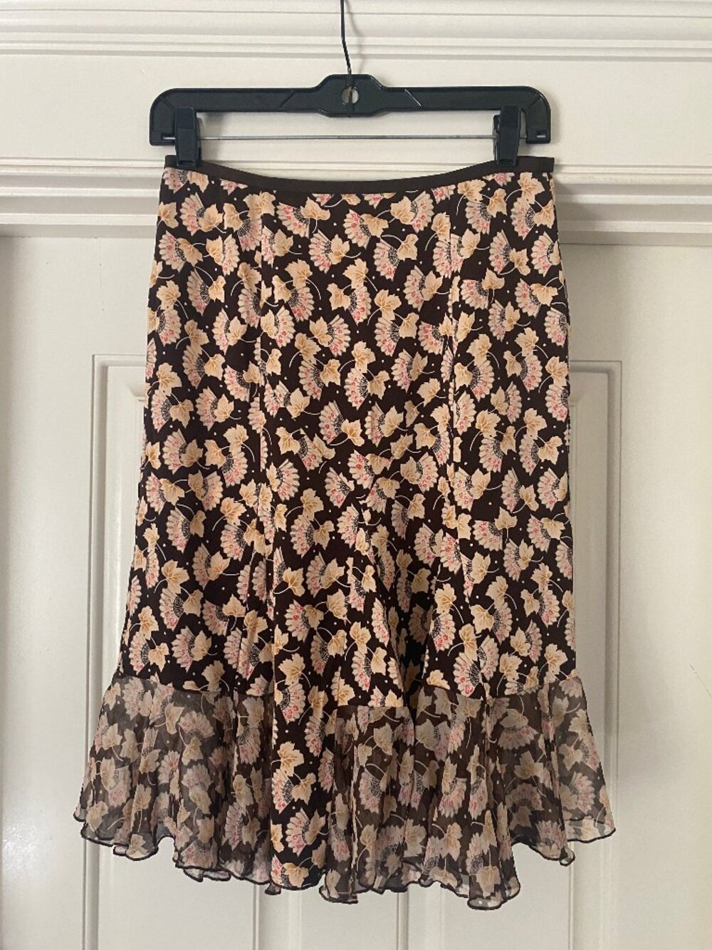 vintage brown silk Diane von Furstenberg midi skirt